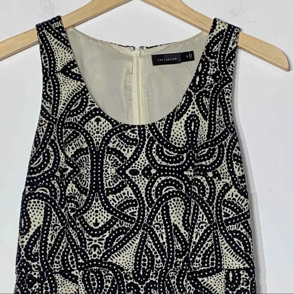 EUC The Limited Black and White Printed Sleeveless Pleated Fit and Flare Dress 6